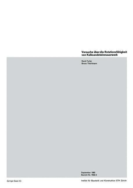 Produktbild: Versuche &uuml;ber die Rotationsf&auml;higkeit von Kalksandsteinmauerwerk