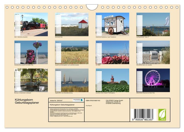 Produktbild: K&uuml;hlungsborn Geburtstagsplaner (Wandkalender 2026 DIN A4 quer), CALVENDO Monatskalender