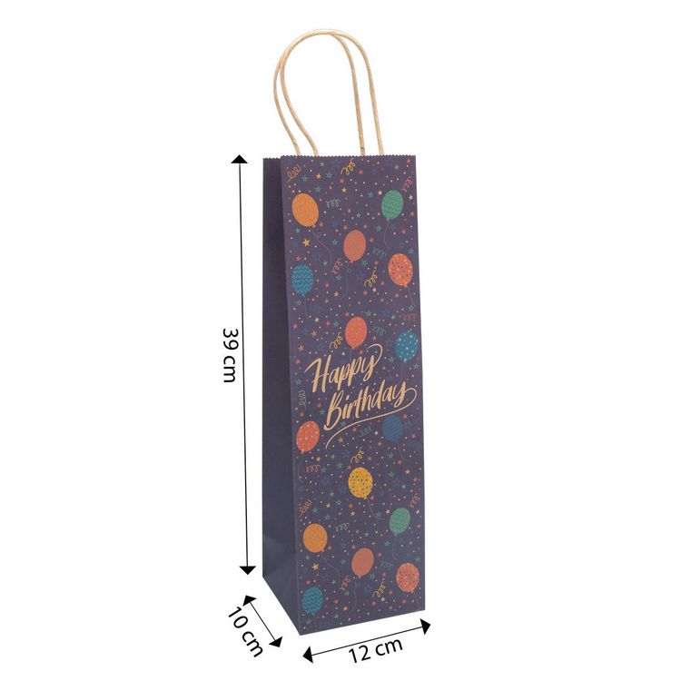 Produktbild: Idena Flaschentasche Happy Birthday Luftballon mehrfarbig 12x10x39cm