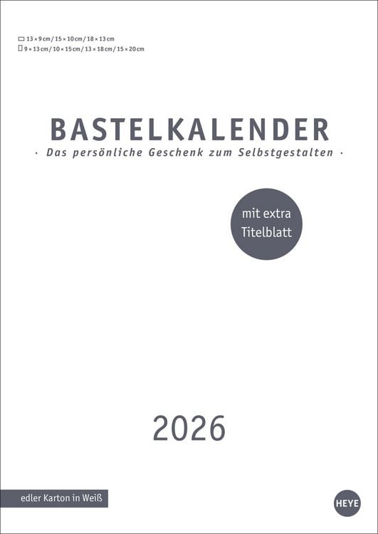 Produktbild: Premium-Bastelkalender weiß A4 2026