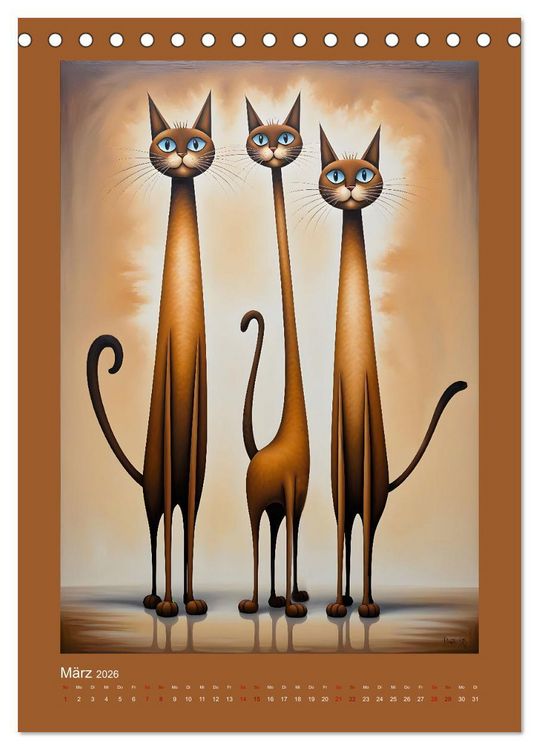 Produktbild: Buntes Katzenvolk (Tischkalender 2026 DIN A5 hoch), CALVENDO Monatskalender