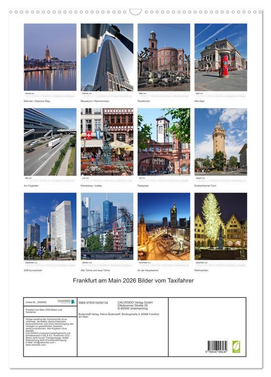 Produktbild: Frankfurt am Main 2026 Bilder vom Taxifahrer (Wandkalender 2026 DIN A2 hoch), CALVENDO Monatskalender