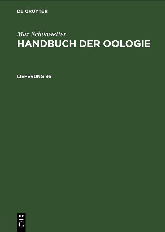 Produktbild: Handbuch der Oologie. Lieferung 36