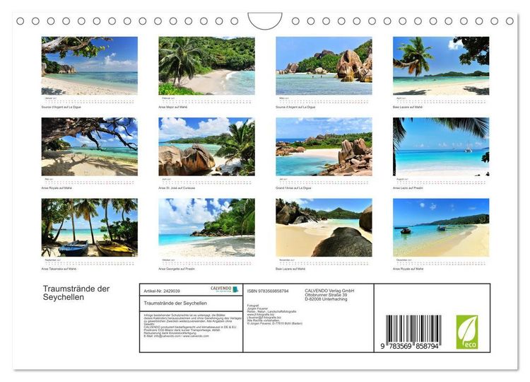 Produktbild: Traumstr&auml;nde der Seychellen (Wandkalender 2027 DIN A4 quer), CALVENDO Monatskalender