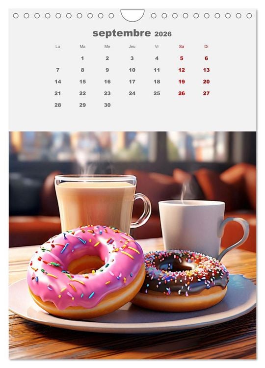 Produktbild: Les aventures sucr&eacute;es des donuts (Calendrier mural 2026 DIN A4 horizontal), CALVENDO calendrier mensuel
