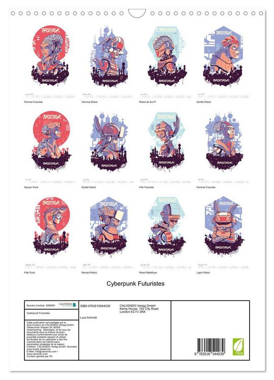 Produktbild: Cyberpunk Futuristes (Calendrier mural 2026 DIN A3 horizontal), CALVENDO calendrier mensuel