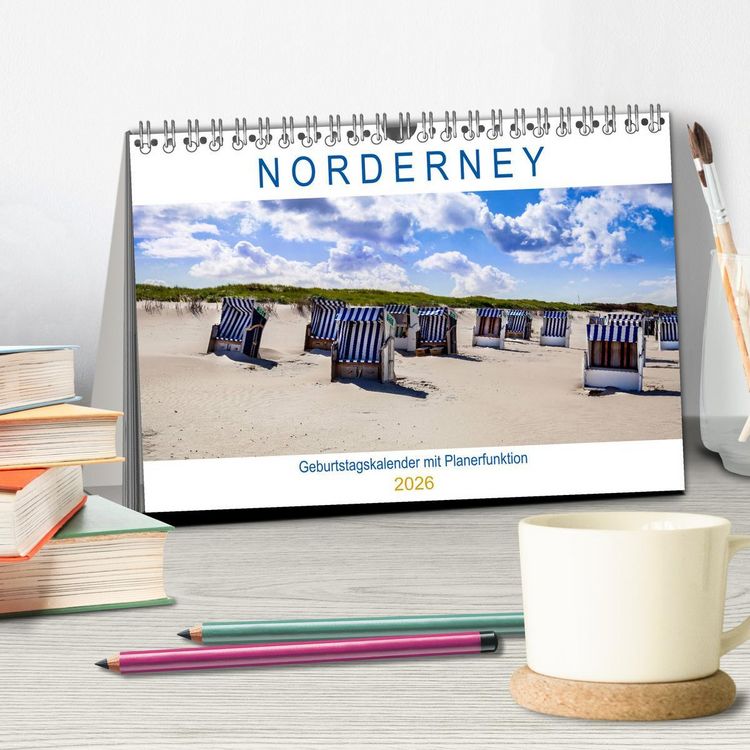 Produktbild: NORDERNEY Geburtstagskalender mit Planerfunktion (Tischkalender 2026 DIN A5 quer), CALVENDO Monatskalender