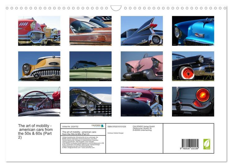 Produktbild: The art of mobility - american cars from the 50s & 60s (Part 2) (Wandkalender 2026 DIN A3 quer), CALVENDO Monatskalender