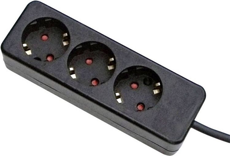 Produktbild: Gebro 106141 Steckdosenleiste 3fach Schwarz Schutzkontakt 1St.