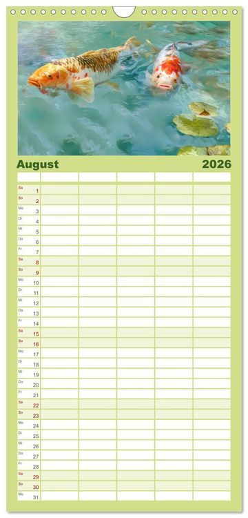 Produktbild: Familienplaner 2026 - Kois - Ein Juwel unter Fischen mit 5 Spalten (Wandkalender, 21 x 45 cm) CALVENDO
