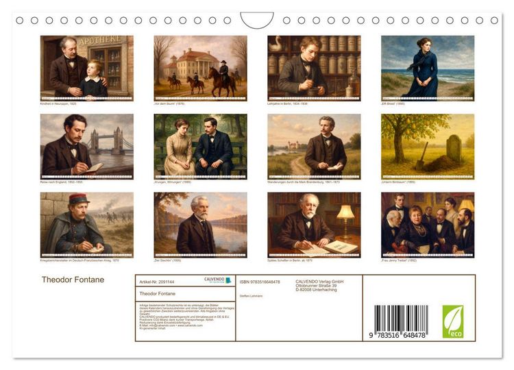 Produktbild: Theodor Fontane (Wandkalender 2026 DIN A4 quer), CALVENDO Monatskalender