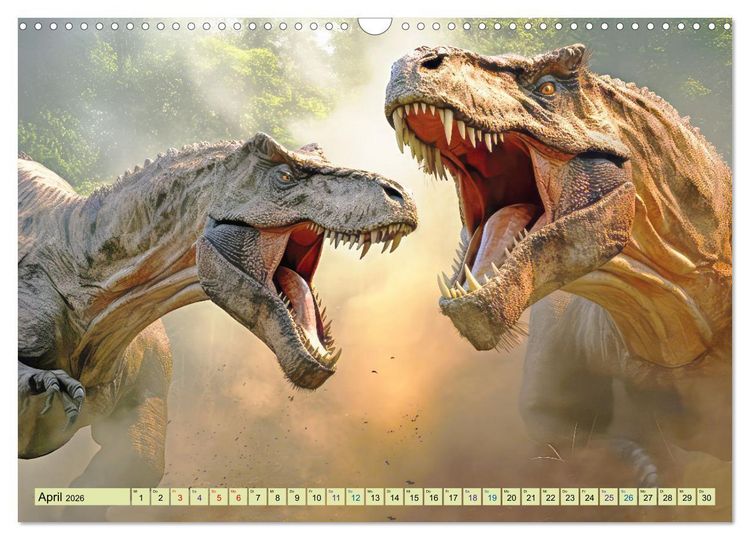 Produktbild: Urzeittiere - KI-Fantasiebilder (Wandkalender 2026 DIN A3 quer), CALVENDO Monatskalender