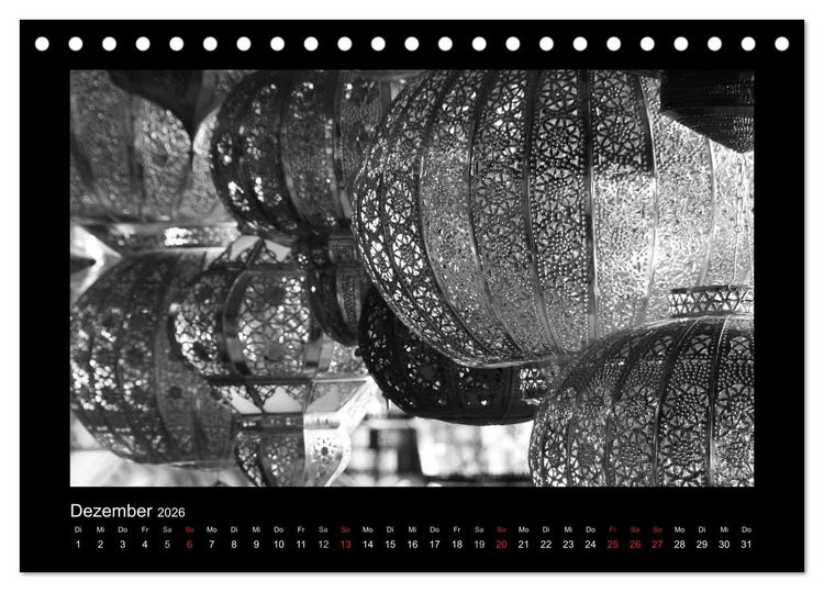 Produktbild: Marokko - Nostalgie in schwarz-weiss (Tischkalender 2026 DIN A5 quer), CALVENDO Monatskalender