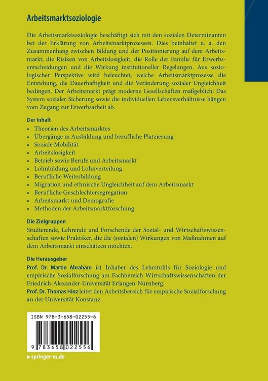 Produktbild: Arbeitsmarktsoziologie