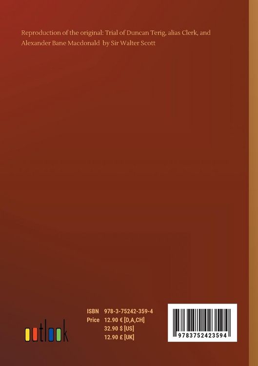 Produktbild: Trial of Duncan Terig, alias Clerk, and Alexander Bane Macdonald