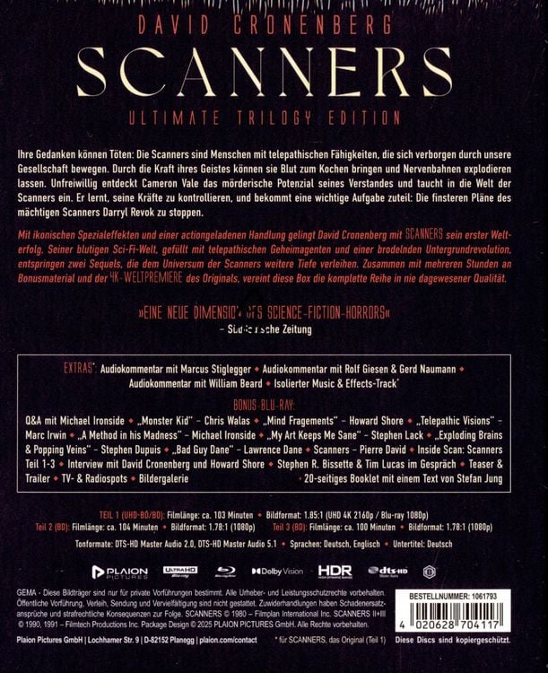 Scanners - Ultimate Edition (4K Ultra HD+4 Blu-rays)