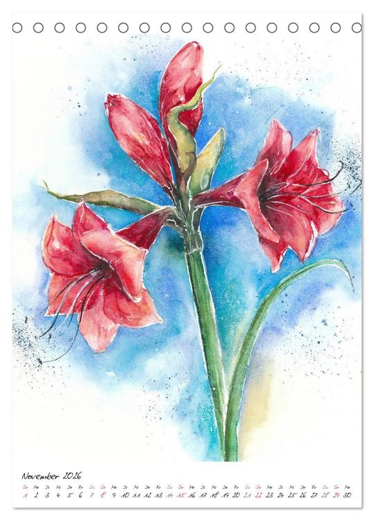 Produktbild: Bl&uuml;tenaquarelle (Tischkalender 2026 DIN A5 hoch), CALVENDO Monatskalender