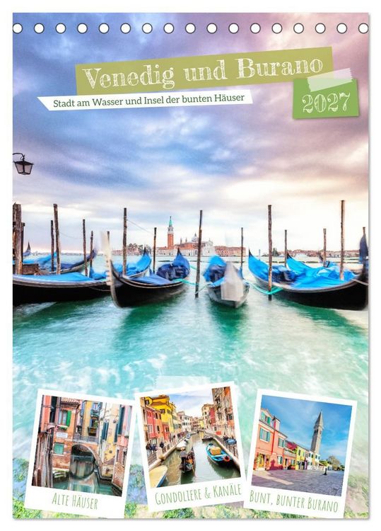 Produktbild: Venedig und Burano, Stadt am Wasser und Insel der bunten H&auml;user (Tischkalender 2027 DIN A5 hoch), CALVENDO Monatskalender