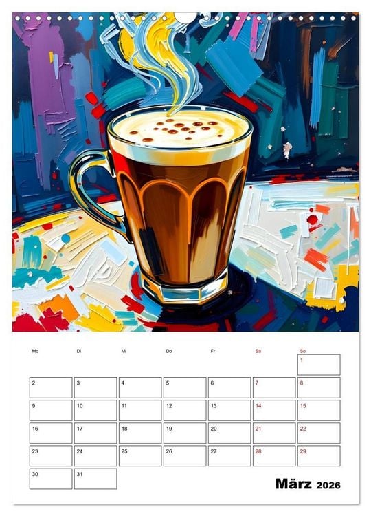 Produktbild: Kaffee trifft Kunst - Aromatische Pinselstriche (Wandkalender 2026 DIN A3 hoch), CALVENDO Monatskalender