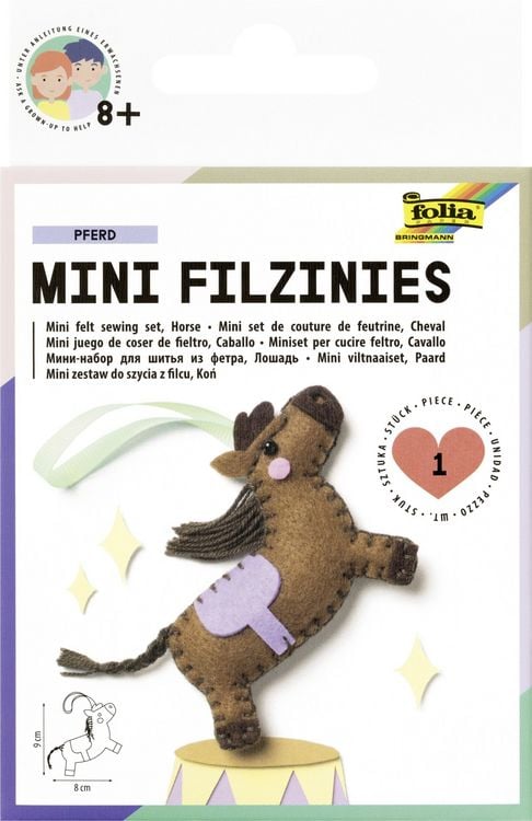 Produktbild: FOLIA Bastelartikel Mini Filzinies, 11 tlg., PFERD inkl. Anleitung, Bastelset f&uuml;r die Kleinen