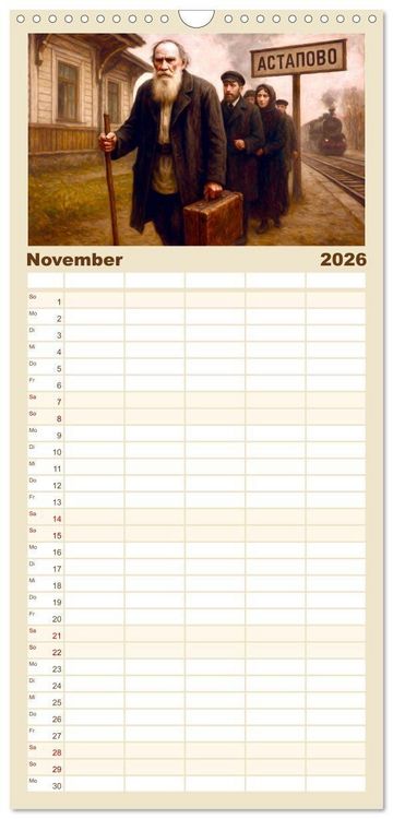 Produktbild: Familienplaner 2026 - Leo Tolstoi mit 5 Spalten (Wandkalender, 21 x 45 cm) CALVENDO