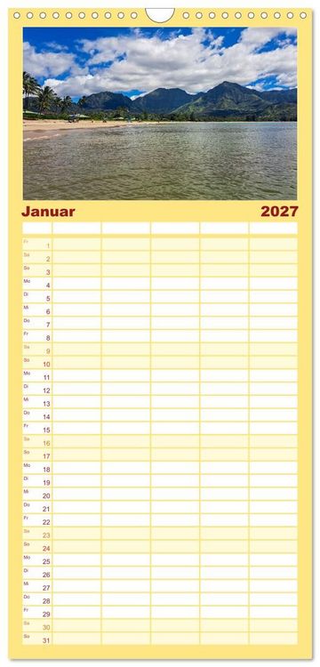 Produktbild: Familienplaner 2027 - Hawaii - Eindr&uuml;cke von Big Island, Kauai & Oahu mit 5 Spalten (Wandkalender, 21 x 45 cm) CALVENDO