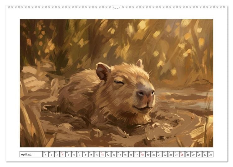 Produktbild: Capybara &ndash; Ein Nachmittag am Fluss (Wandkalender 2027 DIN A2 quer), CALVENDO Monatskalender