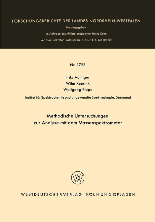 Produktbild: Methodische Untersuchungen zur Analyse mit dem Massenspektrometer