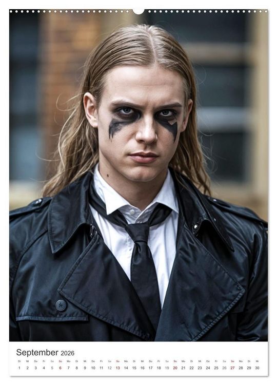Produktbild: Schatten und Stil - KI M&auml;nner im Gothic Stil (hochwertiger Premium Wandkalender 2026 DIN A2 hoch), Kunstdruck in Hochglanz