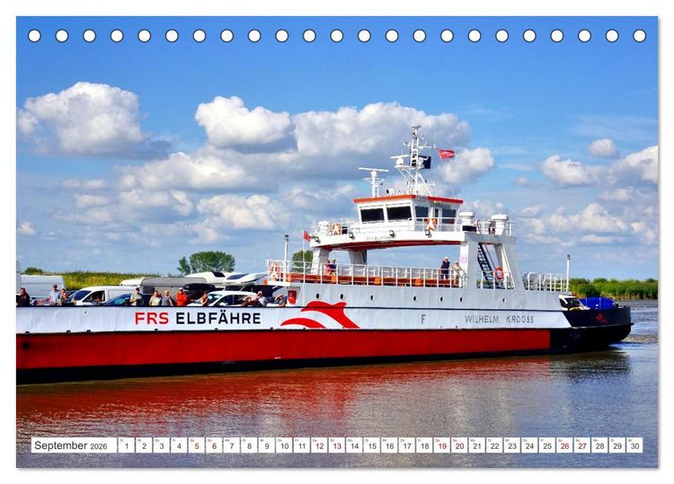 Produktbild: Elbf&auml;hre - Gl&uuml;ckstadt-Wischhafen (Tischkalender 2026 DIN A5 quer), CALVENDO Monatskalender