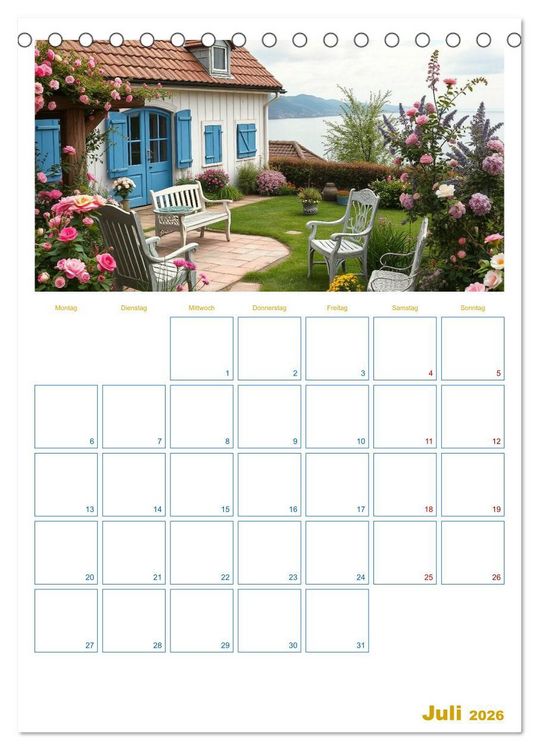 Produktbild: Cottagetr&auml;ume - Ein Jahr voller l&auml;ndlicher Magie (Tischkalender 2026 DIN A5 hoch), CALVENDO Monatskalender