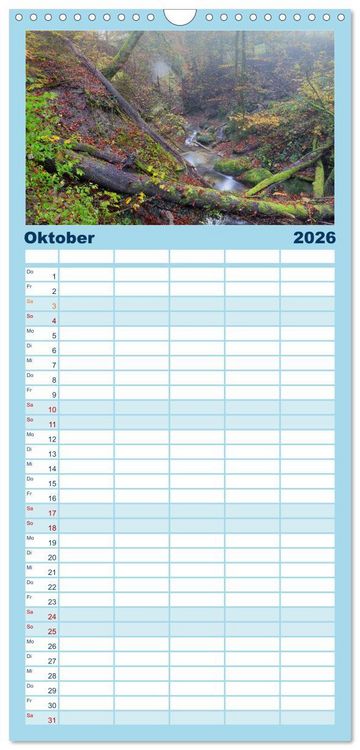 Produktbild: Familienplaner 2026 - Waldb&auml;che - Im Wandel der Jahreszeiten mit 5 Spalten (Wandkalender, 21 x 45 cm) CALVENDO