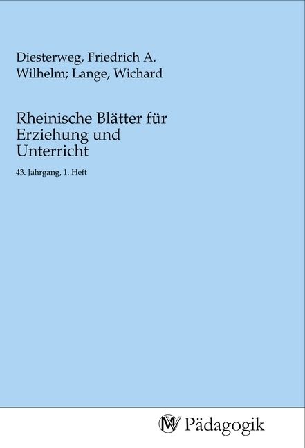 Produktbild: Rheinische Bl&auml;tter f&uuml;r Erziehung und Unterricht