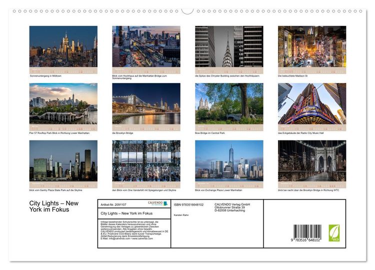 Produktbild: City Lights &ndash; New York im Fokus (hochwertiger Premium Wandkalender 2026 DIN A2 quer), Kunstdruck in Hochglanz
