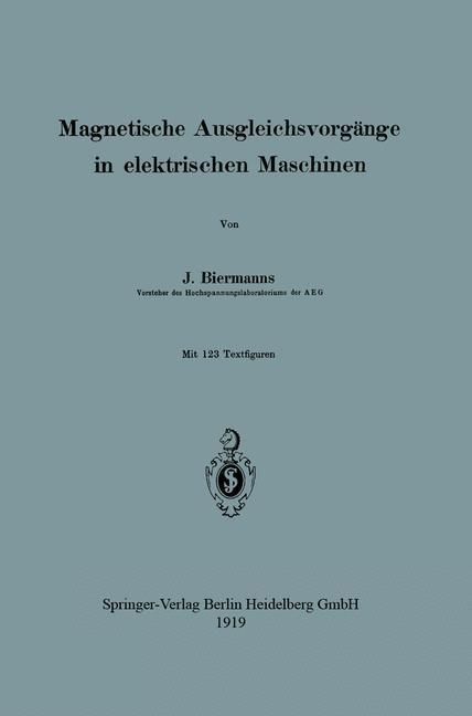 Produktbild: Magnetische Ausgleichsvorg&auml;nge in elektrischen Maschinen