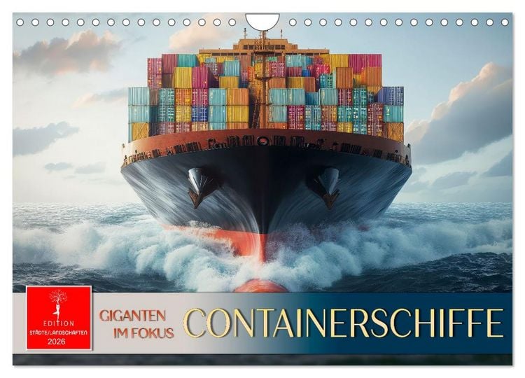 Produktbild: Containerschiffe - Giganten im Fokus (Wandkalender 2026 DIN A4 quer), CALVENDO Monatskalender