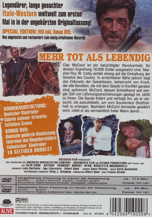 Produktbild: Mehr tot als lebendig (Un minuto per pregare, un istante per morire) (inkl. Bonus-DVD)
