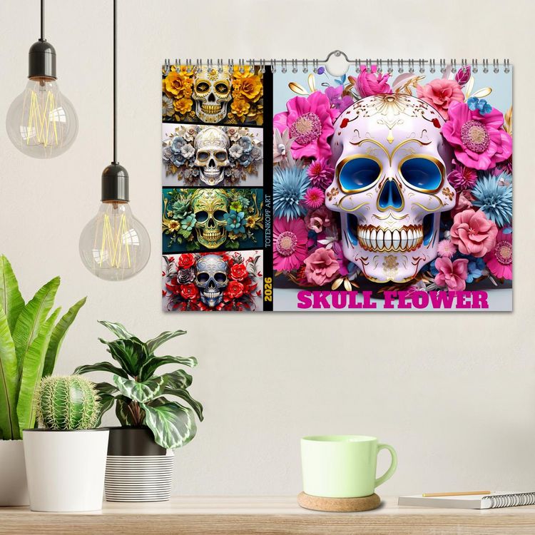 Produktbild: Skull Flower - Totenkopf ART (Wandkalender 2026 DIN A4 quer), CALVENDO Monatskalender