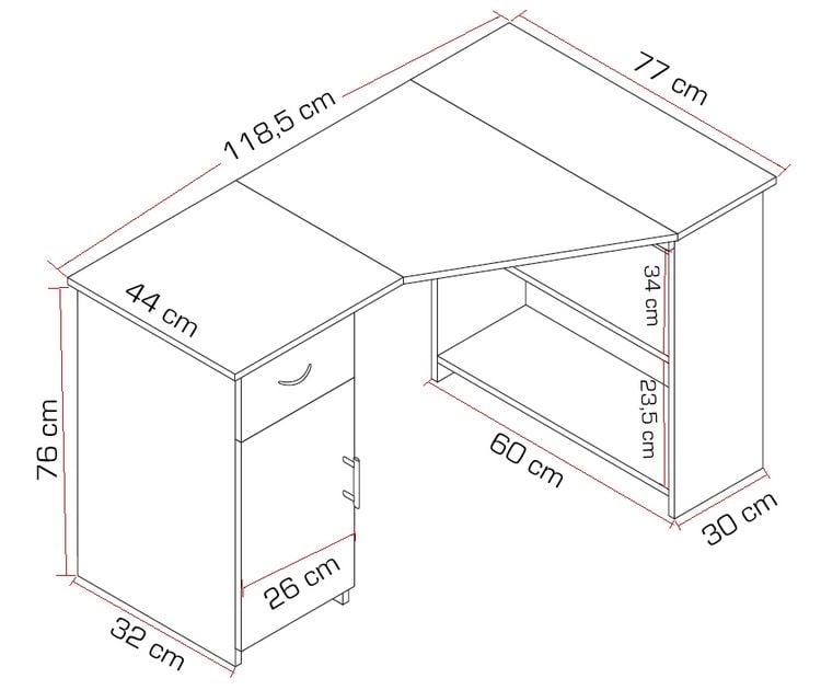 Produktbild: Holz Eckschreibtisch Schreibtisch B&uuml;rotisch Linzia