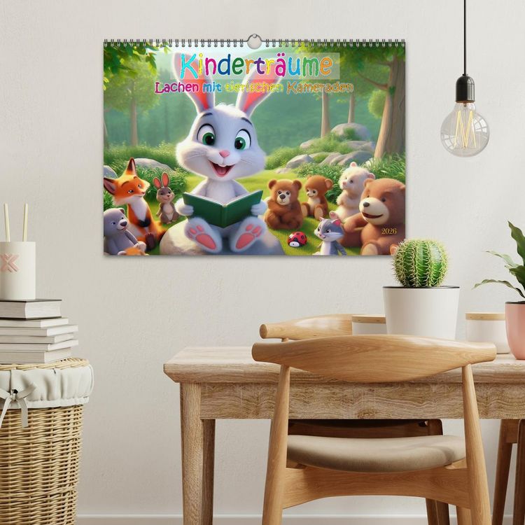Produktbild: Kindertr&auml;ume - Lachen mit tierischen Kameraden (Wandkalender 2026 DIN A3 quer), CALVENDO Monatskalender