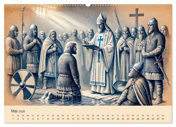 Produktbild: Die Wikingerzeit - Helden, K&ouml;nige und Entdeckungen (Wandkalender 2026 DIN A2 quer), CALVENDO Monatskalender