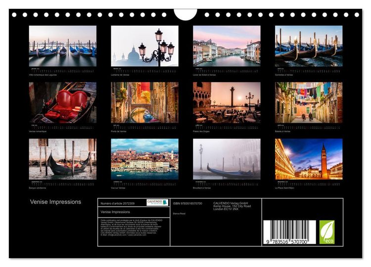 Produktbild: Venise Impressions (Calendrier mural 2026 DIN A4 vertical), CALVENDO calendrier mensuel
