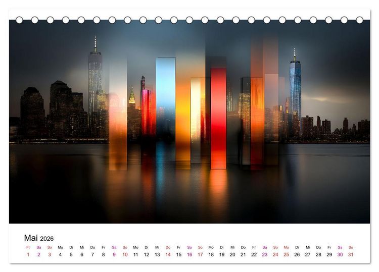 Produktbild: Stadt Lichter (Tischkalender 2026 DIN A5 quer), CALVENDO Monatskalender