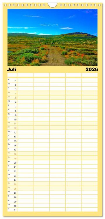 Produktbild: Familienplaner 2026 - Europa durchwandern mit 5 Spalten (Wandkalender, 21 x 45 cm) CALVENDO
