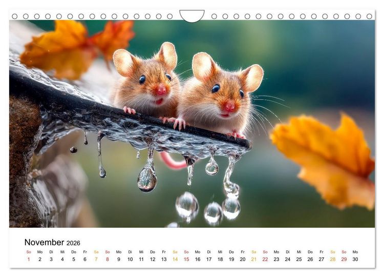 Produktbild: Regen? Na und! M&auml;use (Wandkalender 2026 DIN A4 quer), CALVENDO Monatskalender