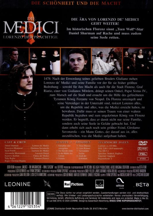 Produktbild: Die Medici - Lorenzo der Pr&auml;chtige - Staffel 3 [3 DVDs]