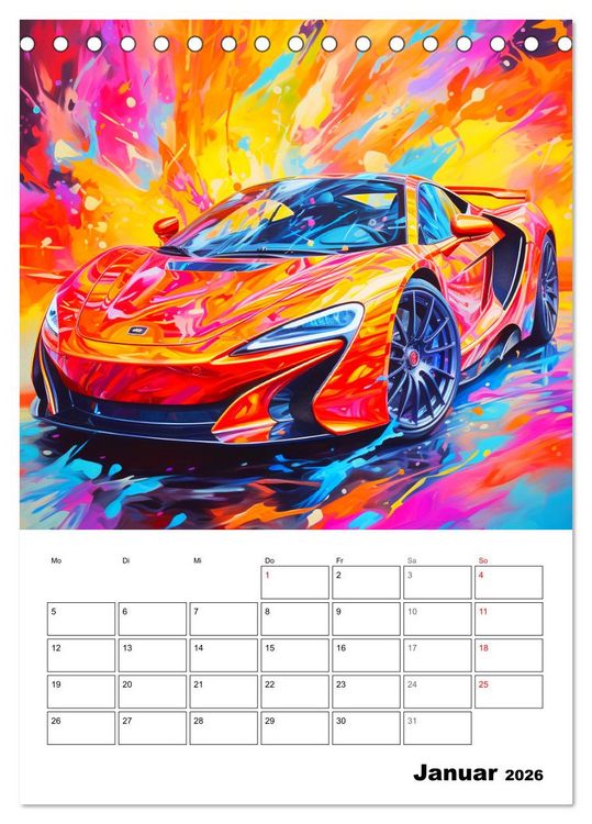 Produktbild: Sportauto Paintings (Tischkalender 2026 DIN A5 hoch), CALVENDO Monatskalender