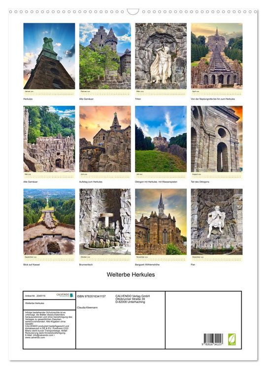 Produktbild: Welterbe Herkules (Wandkalender 2026 DIN A2 hoch), CALVENDO Monatskalender