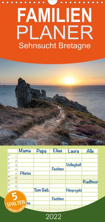 Produktbild: Familienplaner Sehnsucht Bretagne (Wandkalender 2022 , 21 cm x 45 cm, hoch)