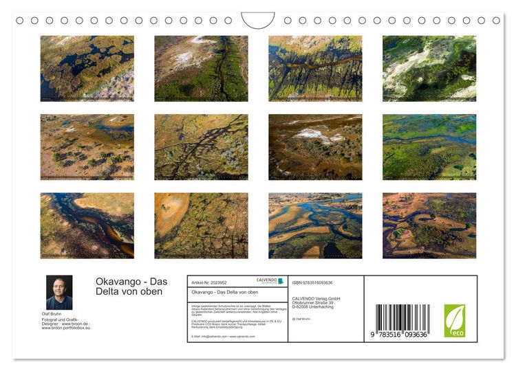 Produktbild: Okavango - Das Delta von oben (Wandkalender 2026 DIN A4 quer), CALVENDO Monatskalender